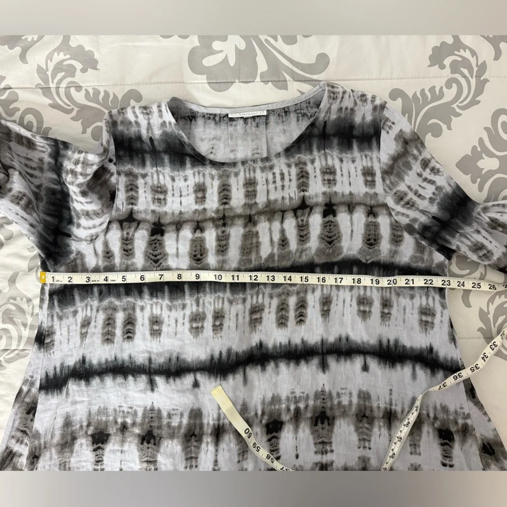 Bryn Walker Tie Dye Lagenlook 100% Linen Fran Top w/ Ruffle Sleeves Medium - Picture 6 of 7